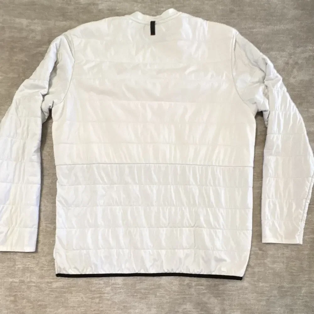 Jordan Men's Quilted Lightweight Lined Full Zip Jacket White Mid-Length Size L